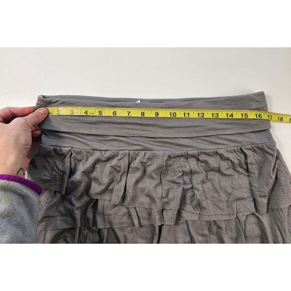 NWT grey teired layered MP skirt M PETITE elastic waist y2k fit flare NEW casual - Picture 4 of 5